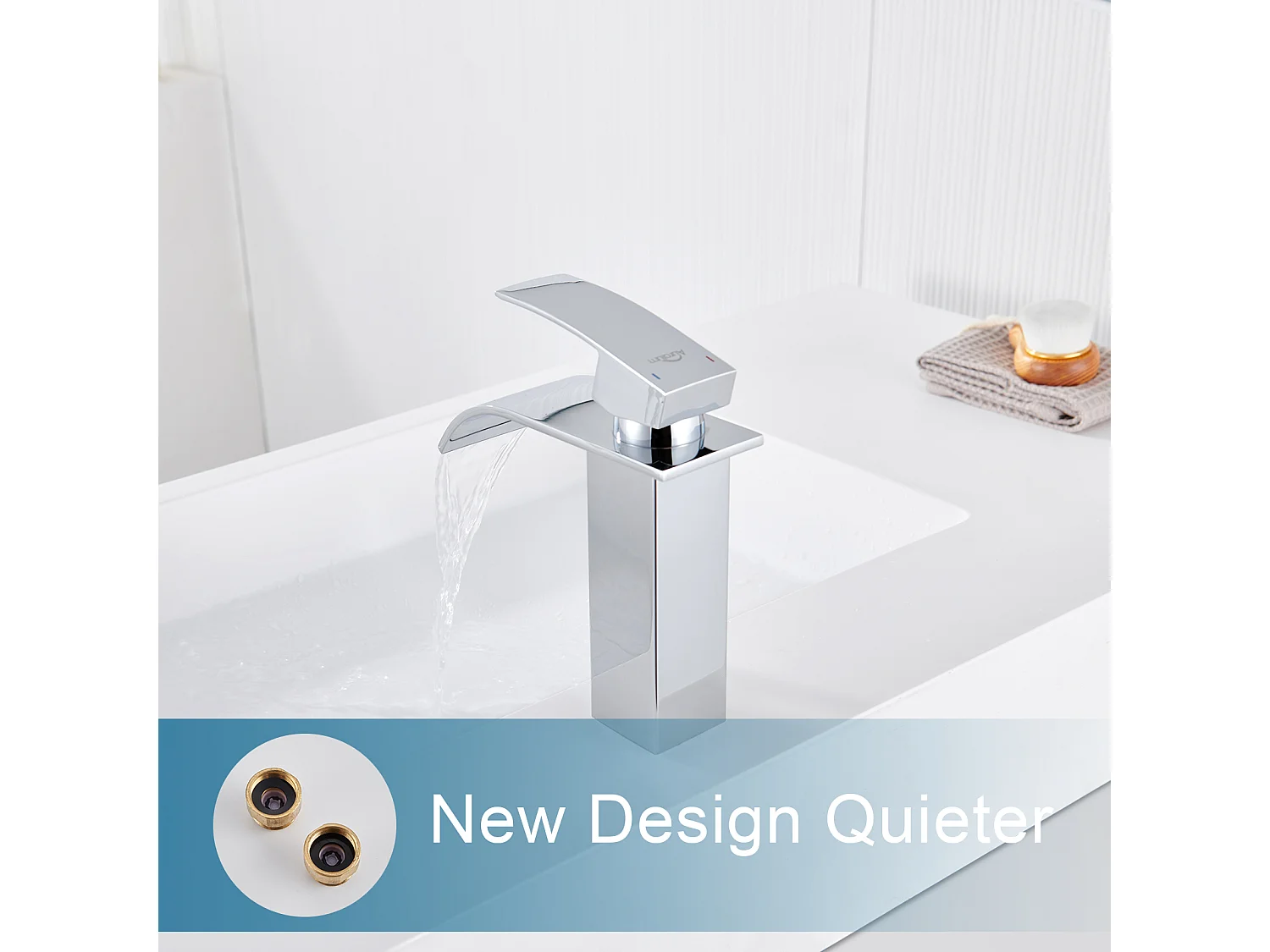 Auralum Max Robinet Salle Bain Cascade,Lavabo Salle de Bains en Acier Inoxydable 304 avec cartouche en céramique,L'eau Chaude/Froide,Chromé