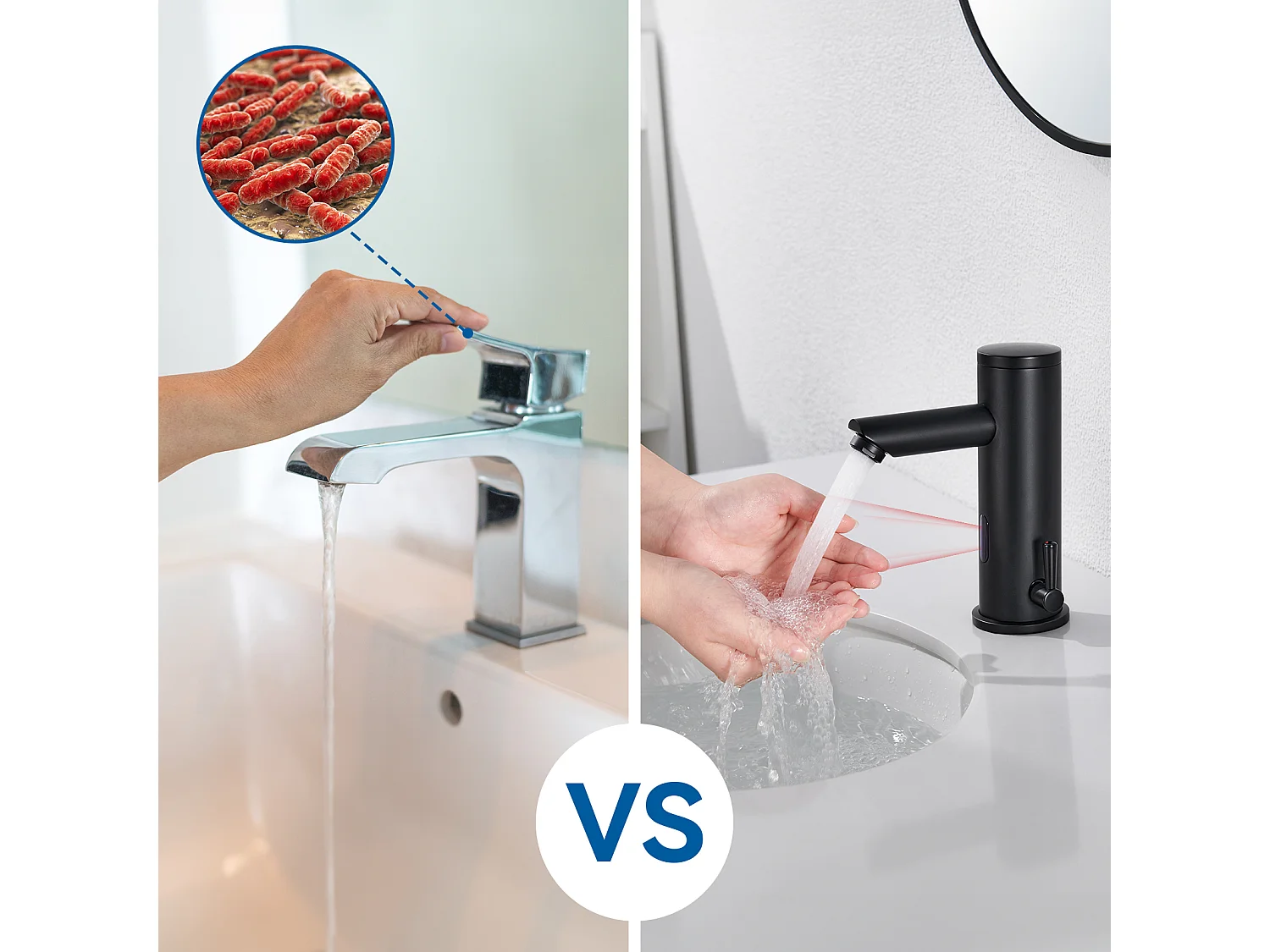 Grifo de lavabo infrarrojo Negro totalmente automático Agua Fría/Caliente Grifo mezclador Baño de Latón Con válvula antirretorno