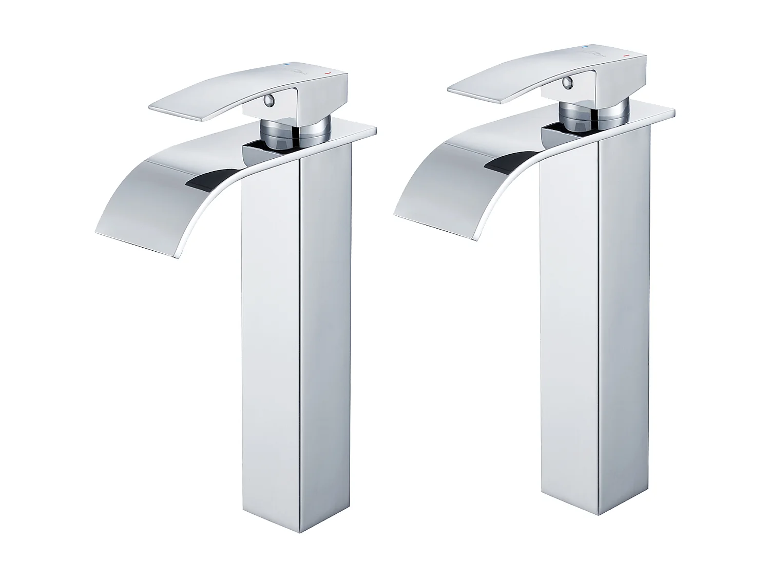 2PCS Auralum Max Robinet Cascade pour Vasque à Poser,Mitigeur Haut pour Lavabo,Robinet Cascade pour Salle Bains en Inox,Robinettrie Monotrou ,Chromé
