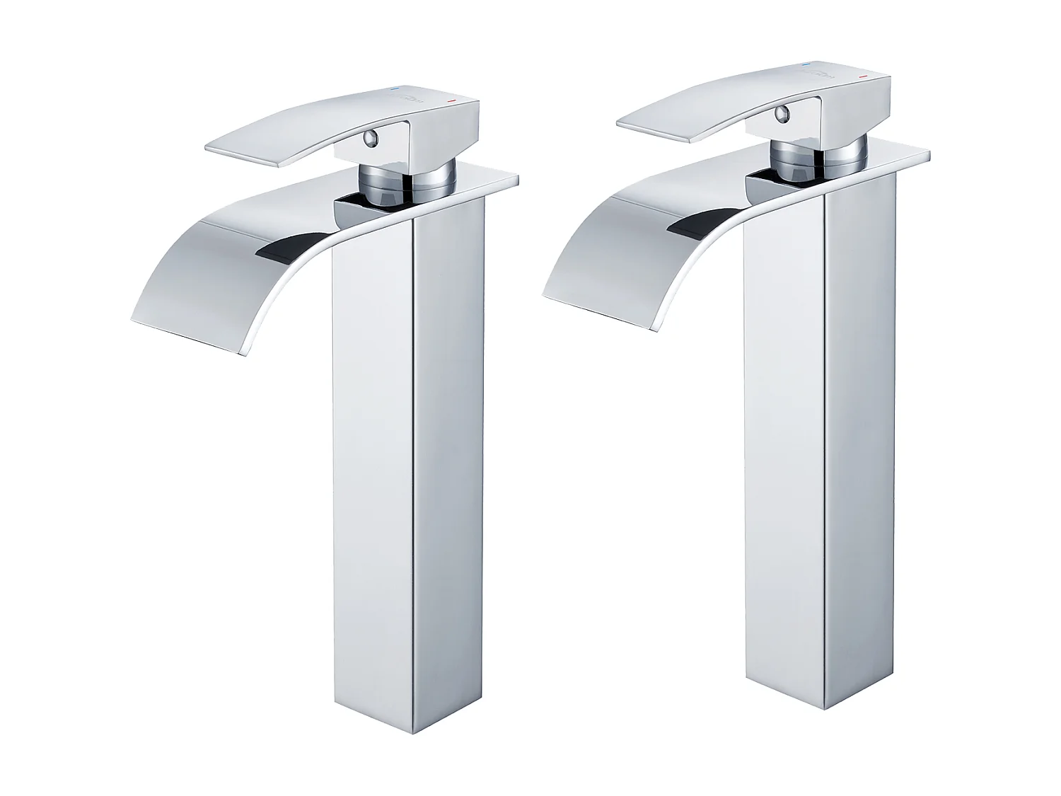 2PCS Auralum Max Robinet Cascade pour Vasque à Poser,Mitigeur Haut pour Lavabo,Robinet Cascade pour Salle Bains en Inox,Robinettrie Monotrou ,Chromé