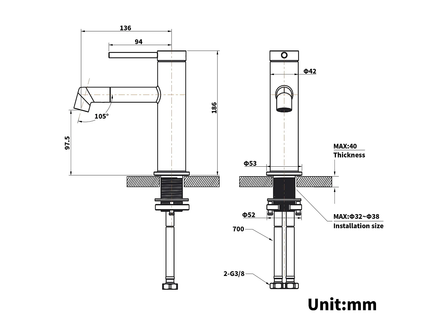 Lonheo max Miscelatore Lavabo Dorato RotatoIf 360°,Acqua Calda/Fredda,Barbotte Demotable+Portasciugamani Bagno,Autoadesivo/Foratura,60CM,INOX 304