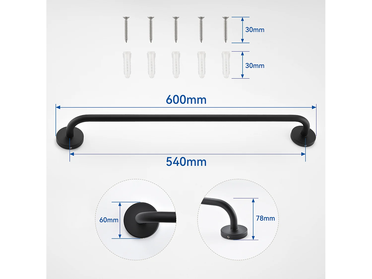 Lonheo max Miscelatore Lavabo Dorato RotatoIf 360°,Acqua Calda/Fredda,Barbotte Demotable+Portasciugamani Bagno,Autoadesivo/Foratura,60CM,INOX 304
