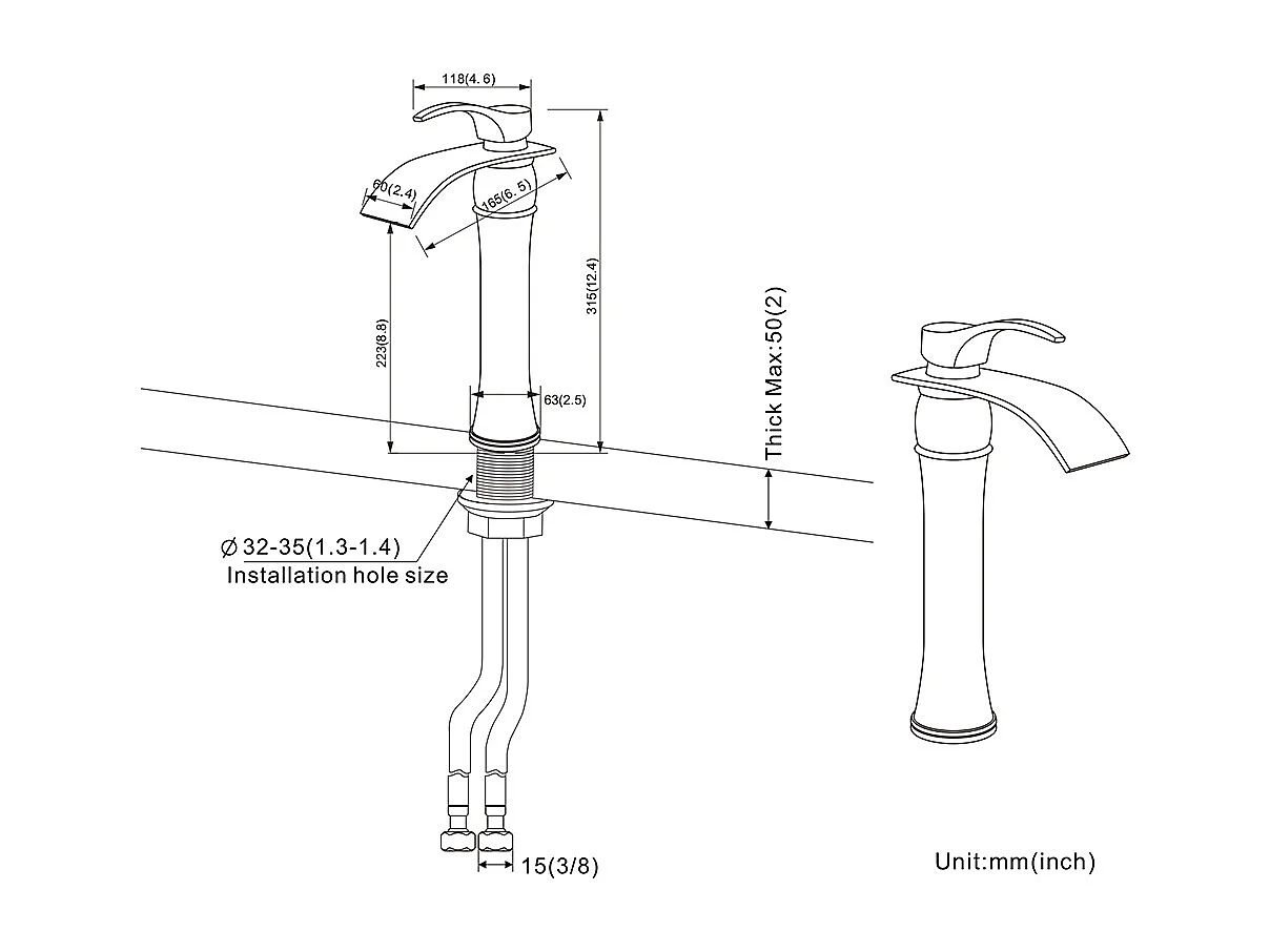 Auralum max Wastafelmengkraan Waterval Wastafelkraan/Wastafel Hoge Uitloop Moocommand,Chroom+Set Badkameraccessoire 6 Stuks,RVS,Geborsteld