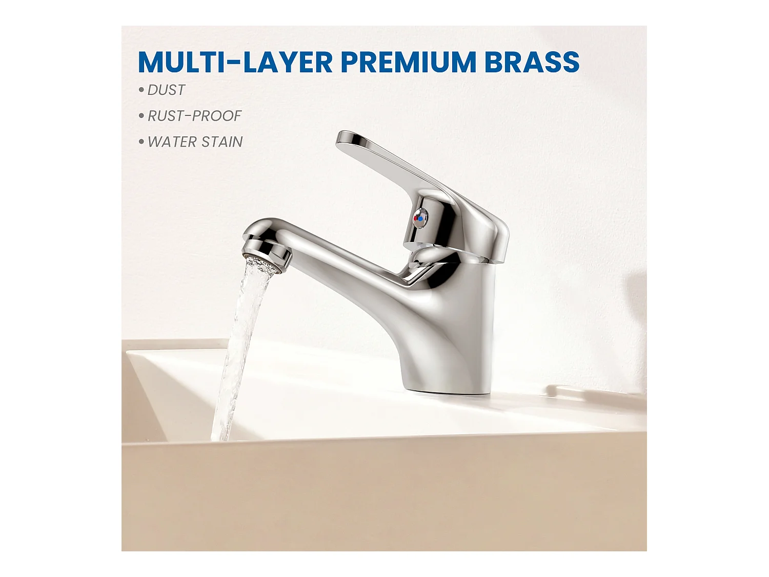 Auralum MAX Waschtischarmatur ohne Zugstangen-Ablaufgarnitur, Chrom Badarmatur + Waschtisch-Ablaufgarnitur mit automatischem Überlauf Universal