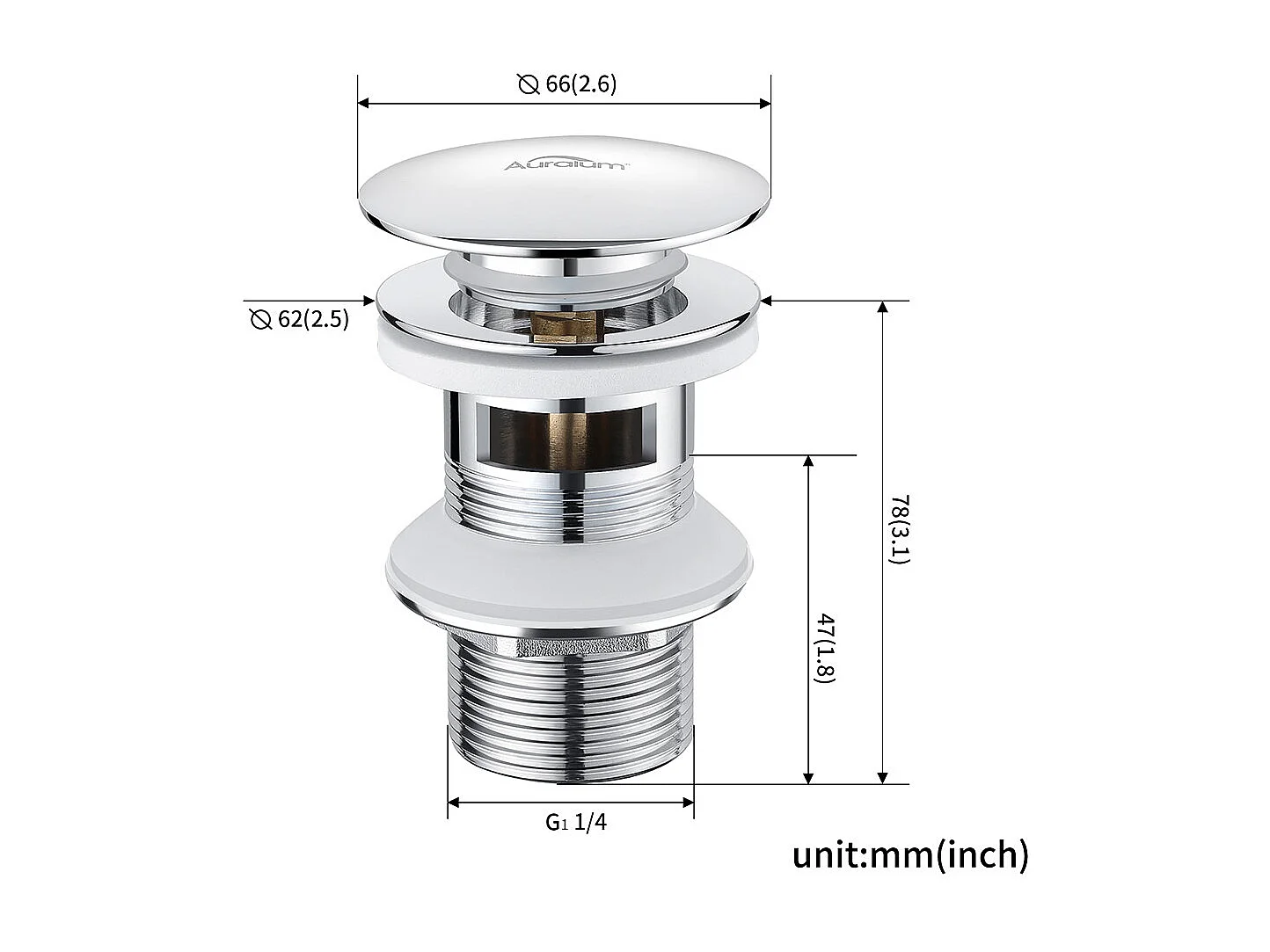 Auralum MAX Miscelatore per lavabo senza tirante di scarico, rubinetto bagno cromato+Bonde Lavabo Bonde Pop-up con troppopieno automatico universale