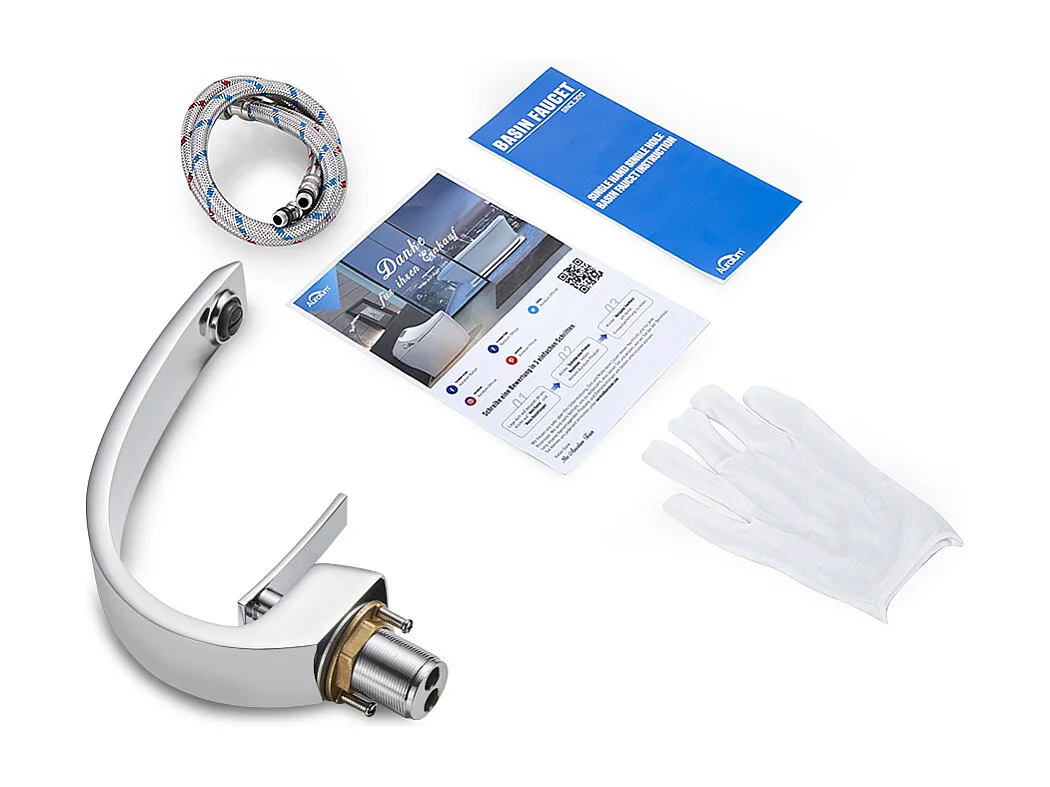 Arc Mezclador Lavabo de Latón Diseño Moderno Monoagujero con Espumador Desmontable Cartucho Cerámica Grifo para Lavabo Lavabo Baño