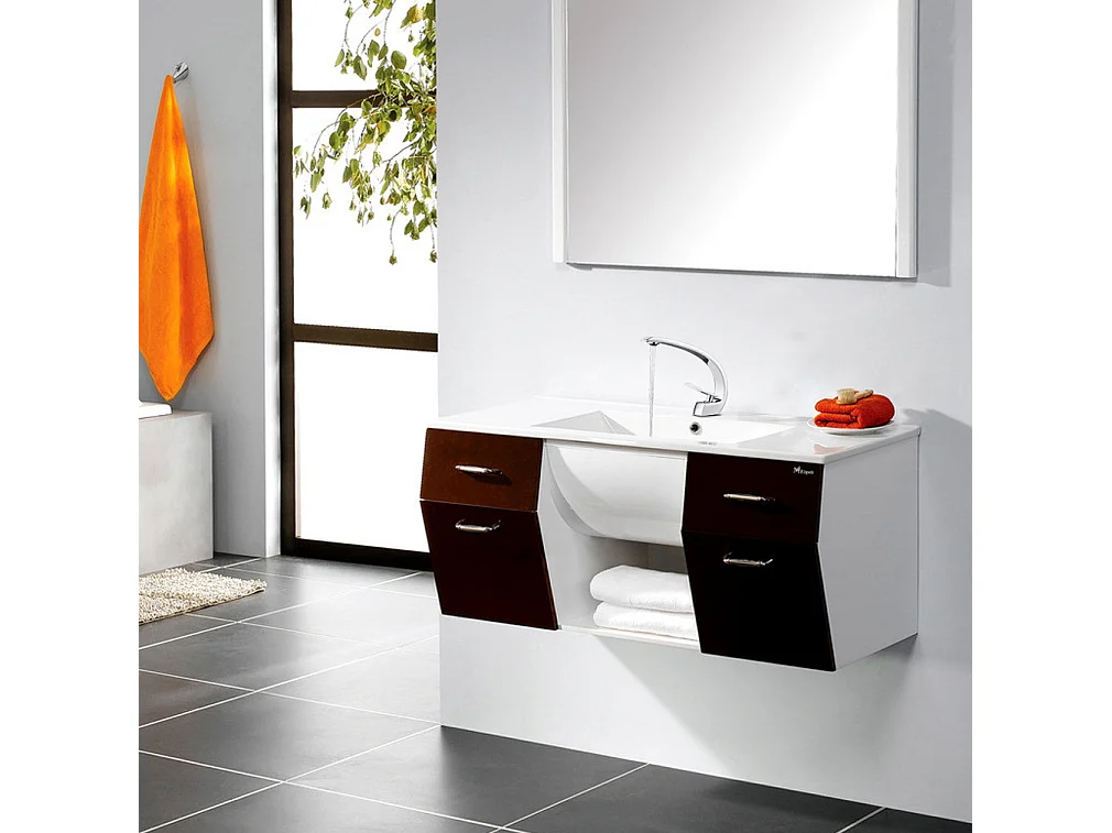 Arc Mitigeur Lavabo en Laiton Design Moderne Monotrou avec Mousseur Démontable Cartouche Céramique Robinet pour Lavabo Vasque Salle de Bain