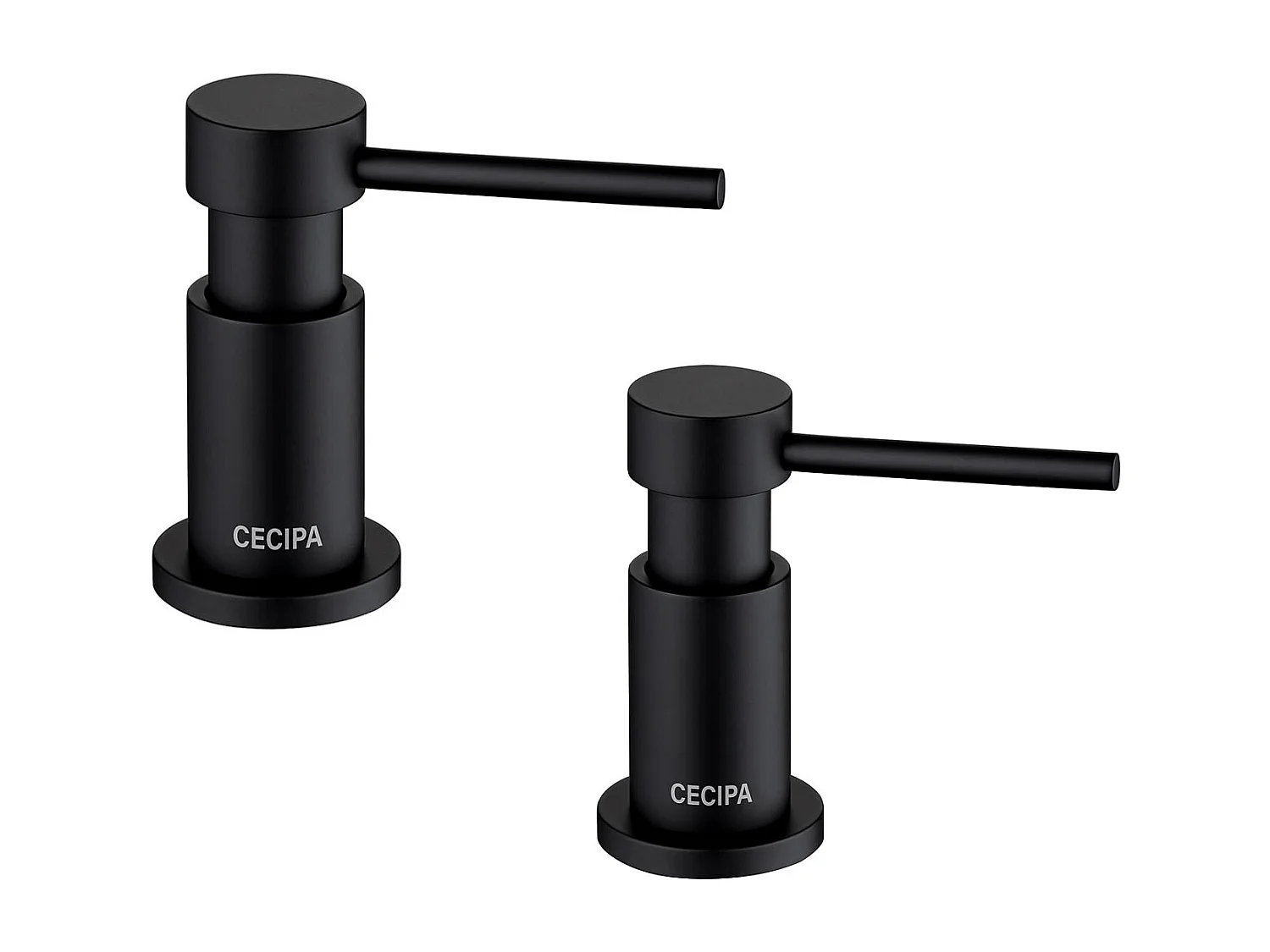 Set van 2 zwarte keukenzeepdispensers - gootsteenzeepdispenser met container van 300 ml + 1,25 m siliconen verlengslang