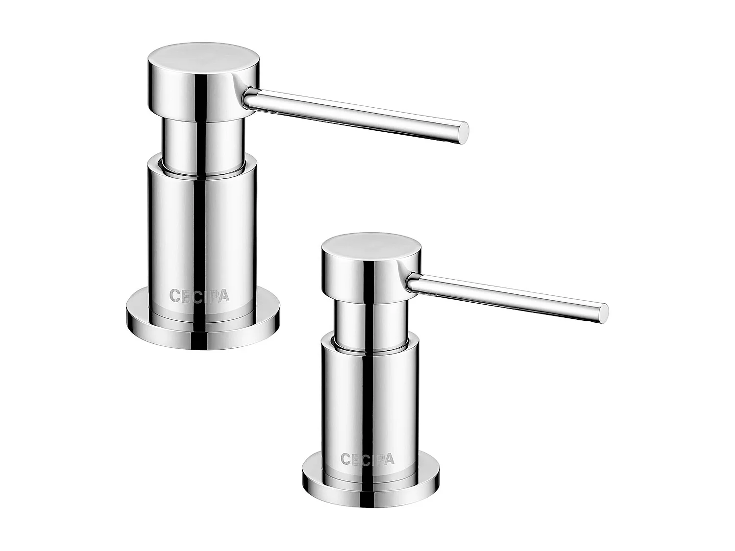 2PCS Distributeur de Savon de Cuisine Chromé, Distributeur de Savon pour Evier avec Récipient de 300ML + Tuyau d'extension en Silicone de 1,25M