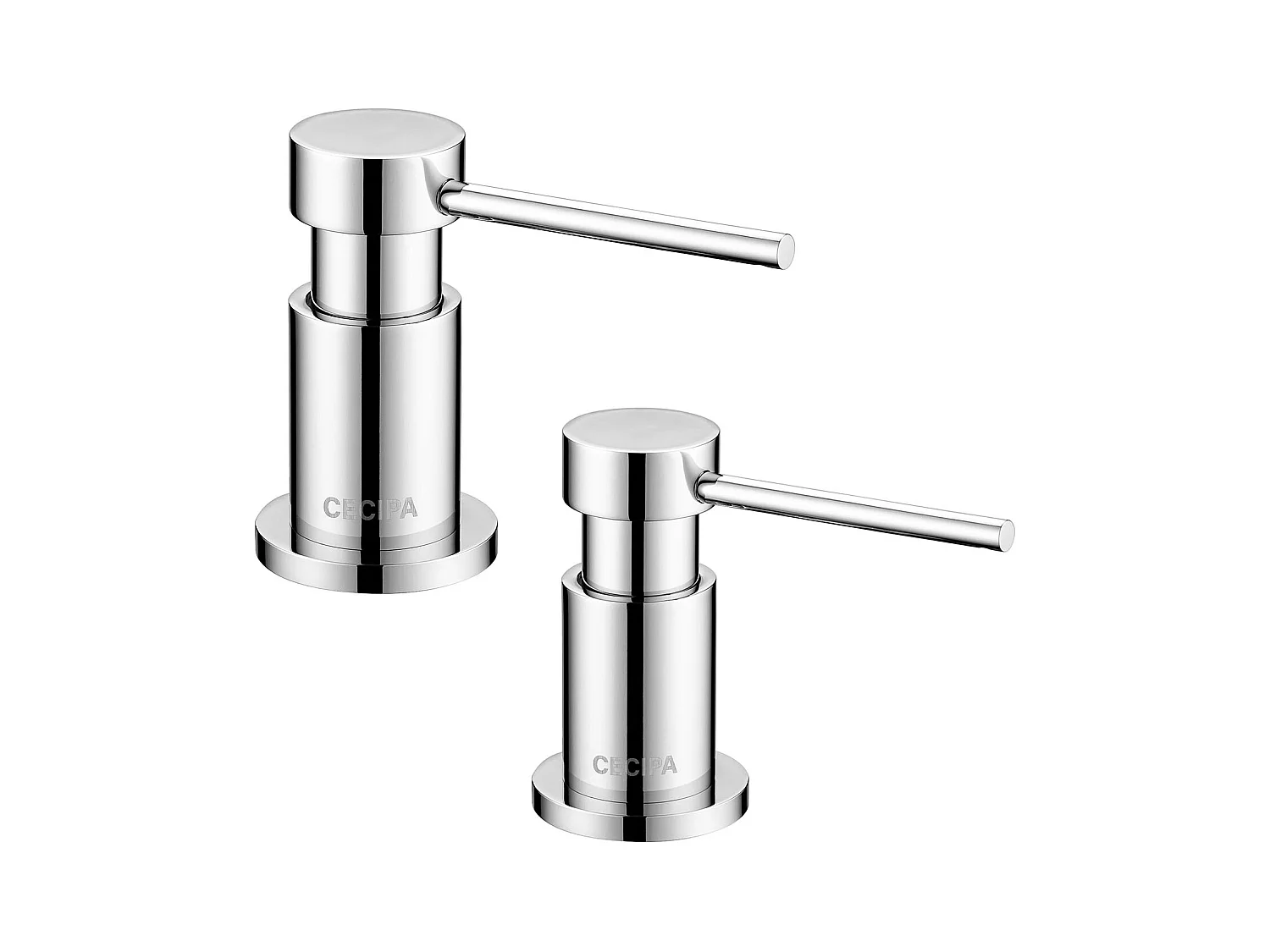 2PCS Distributeur de Savon de Cuisine Chromé, Distributeur de Savon pour Evier avec Récipient de 300ML + Tuyau d'extension en Silicone de 1,25M