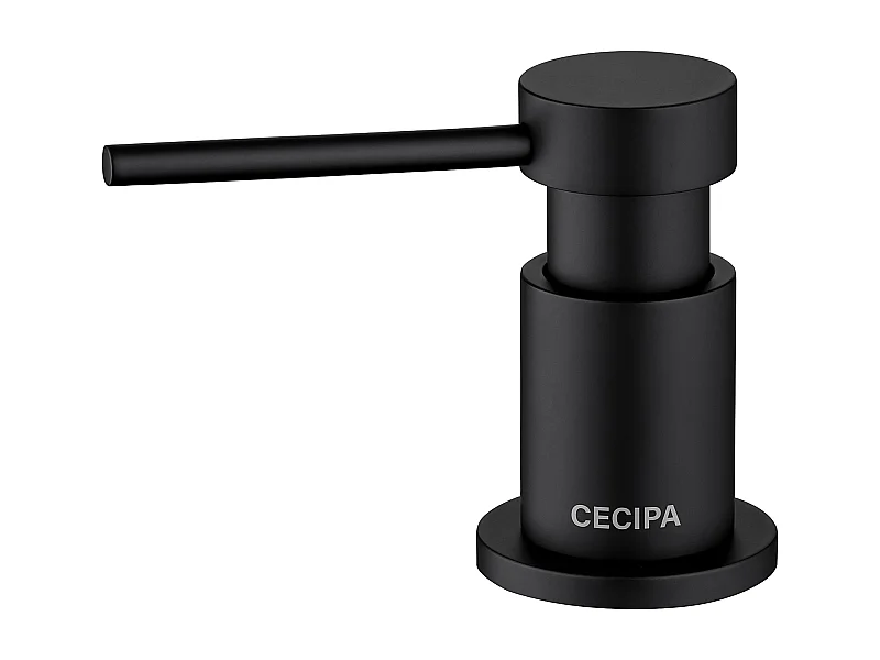 Cecipa MAX Küchenseifenspender mit 300-ml-Behälter + 1,25 m Silikon-Verlängerungsschlauch – schwarzer Seifenspender für die Spüle