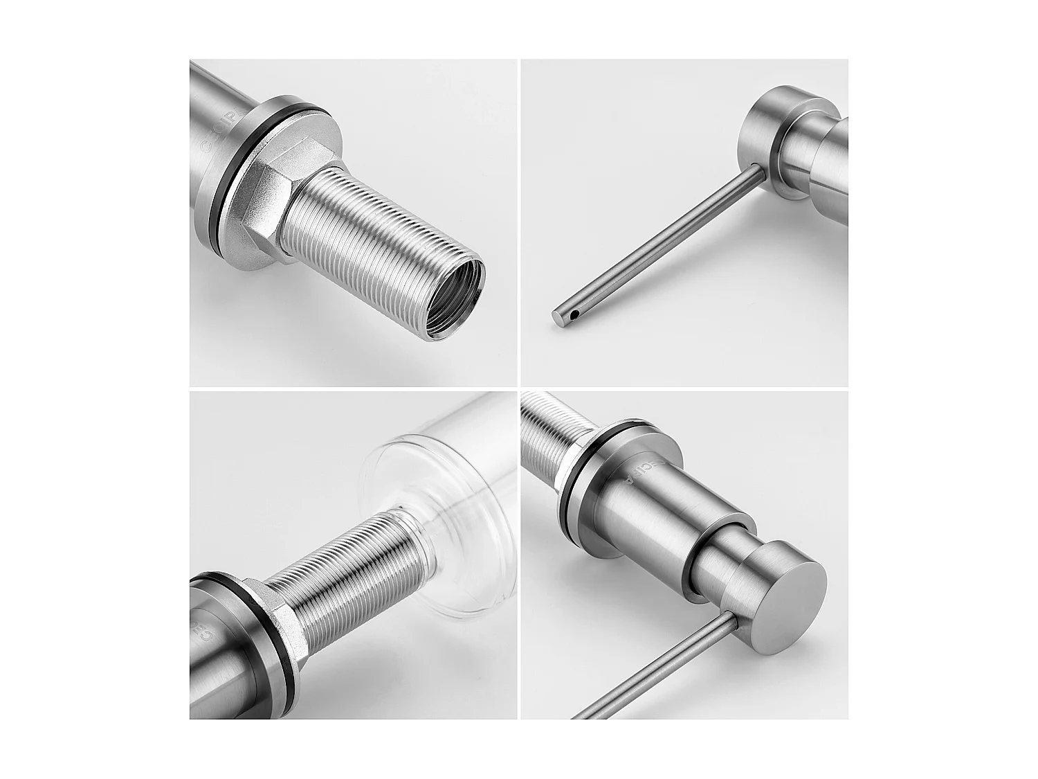 Cecipa max Dispensador de Jabón con Envase de 300ML + Manguera de Extensión de Silicona de 1,25M - Dispensador de Jabón para Fregadero de Cocina, Modelo EU