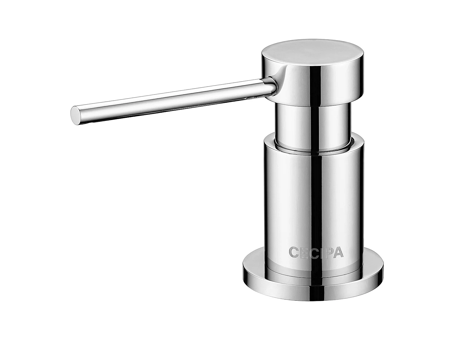 Cecipa max Distributeur de Savon de Cuisine chromé Distributeur de Savon pour Evier avec Récipient de 300ML+Tuyau d'extension en Silicone, EU Modèle