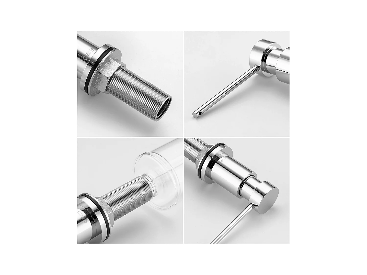 Cecipa max Chrome Keukenzeepdispenser Gootsteenzeepdispenser met 300ML-container + siliconen verlengslang, EU-model