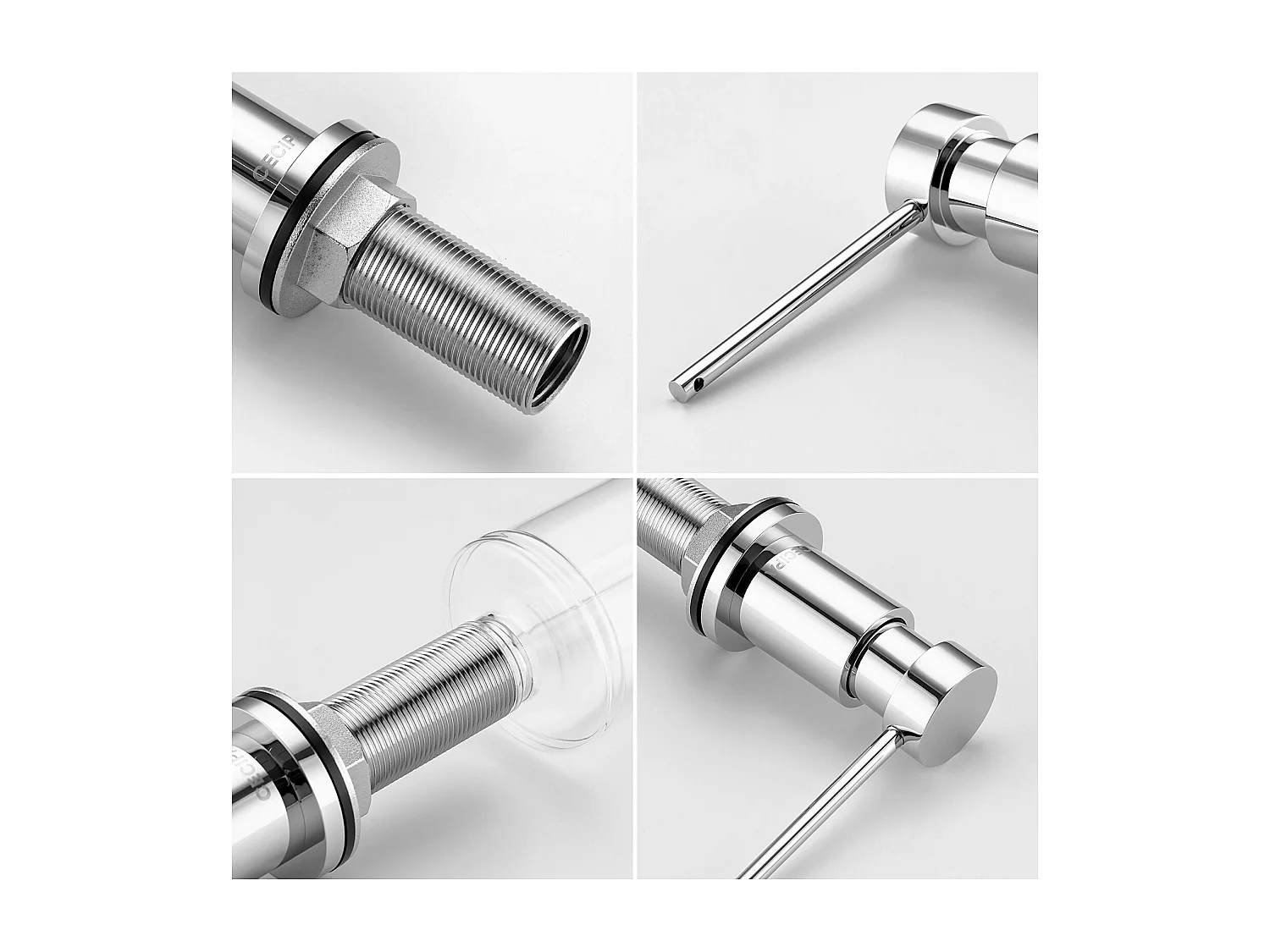 Dispensador de jabón de cocina Cecipa max cromado, dispensador de jabón con contenedor de 300ML + manguera de extensión de silicona de 1,25 M, modelo UE