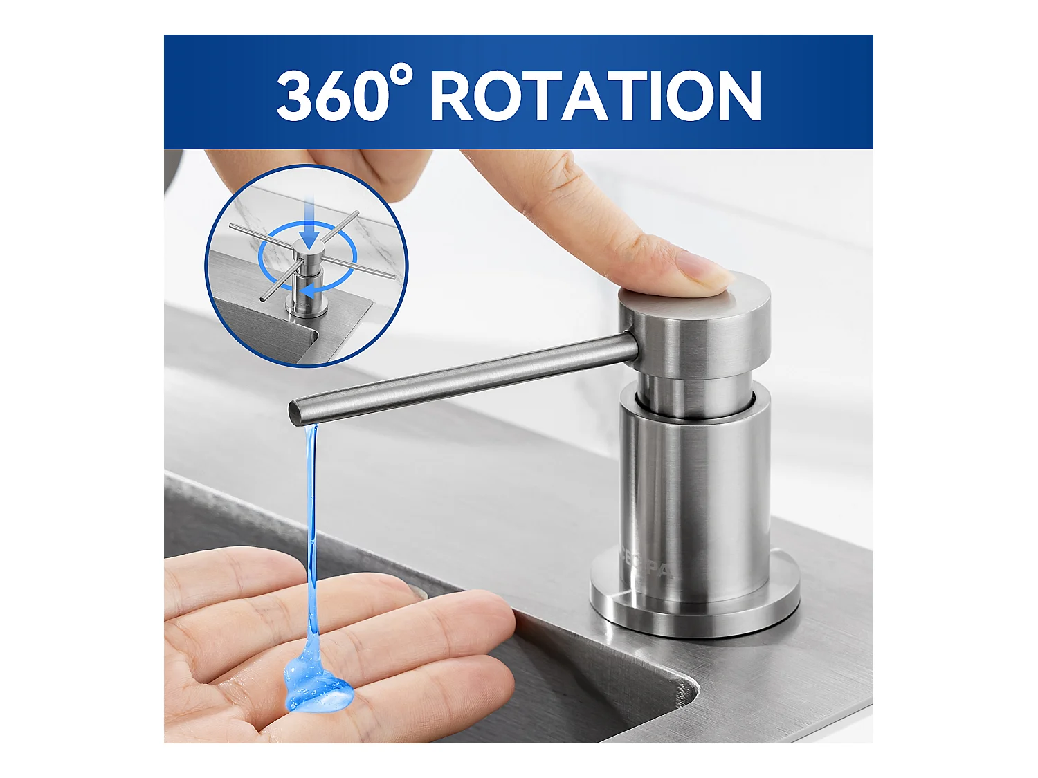 Lot de 2 Brossé Distributeur de Savon de Cuisine avec Récipient de 300ML + Tuyau d'extension en Silicone de 1,25M-Distributeur de Savon pour Evier