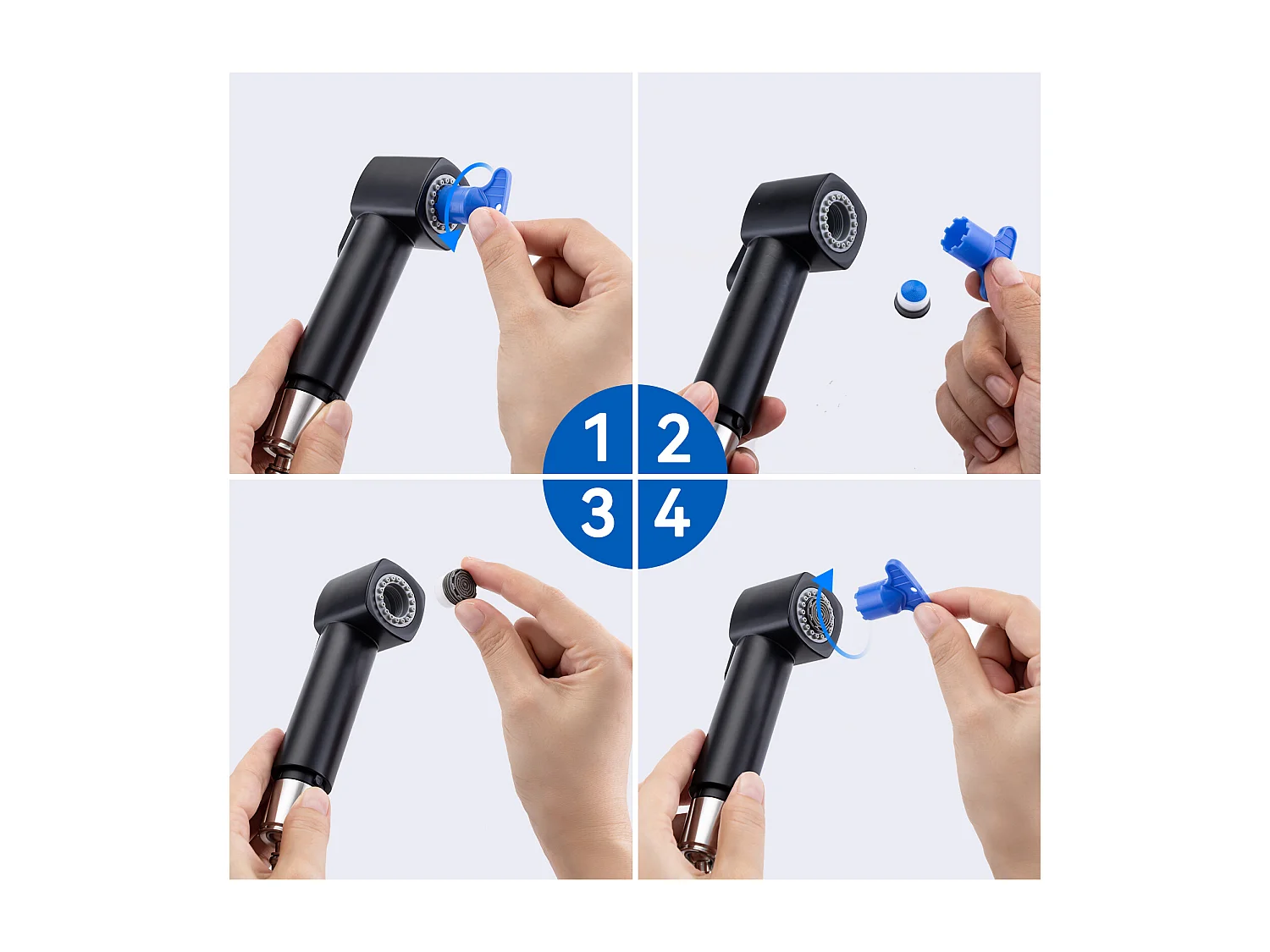 AuraLum MAX 1 Bac Évier Cuisine en Granit,55*45*20cm,Kit de Vidage,Noir+Robinet de Cuisine Noir avec Douchette Extractible