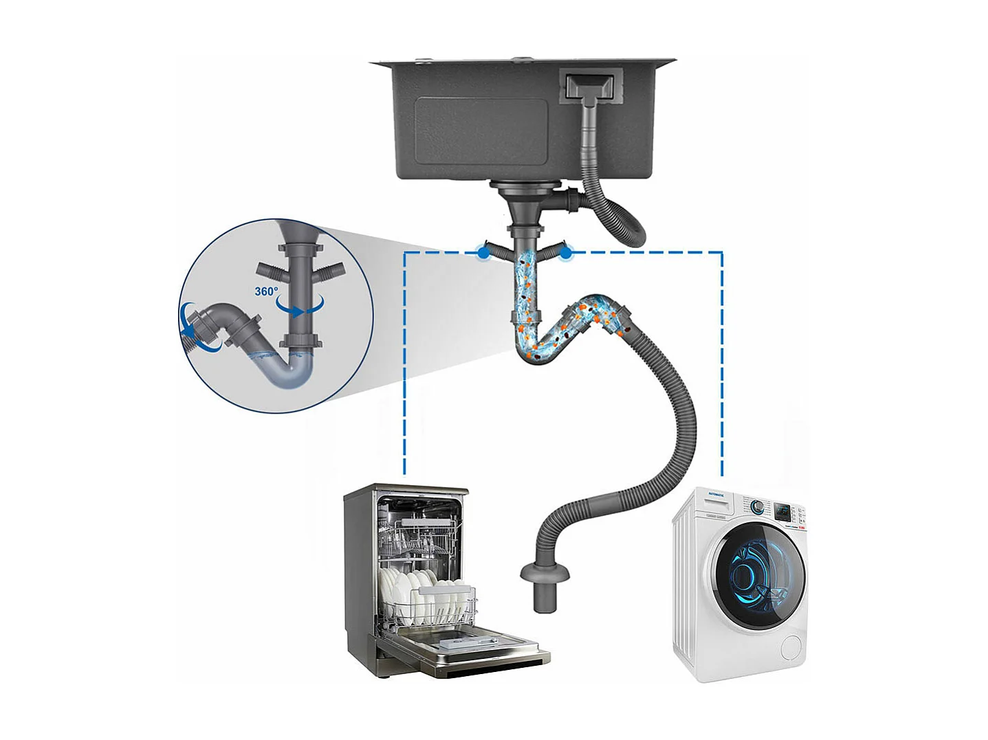 AURALUM MAX  Evier Cuisine 1 Bac 45x45CM,Évier Inox 1 Cuve avec Siphon et Trop-Plein,Évier encastré et à Poser Évier avec Trou de Montage pour Robinet