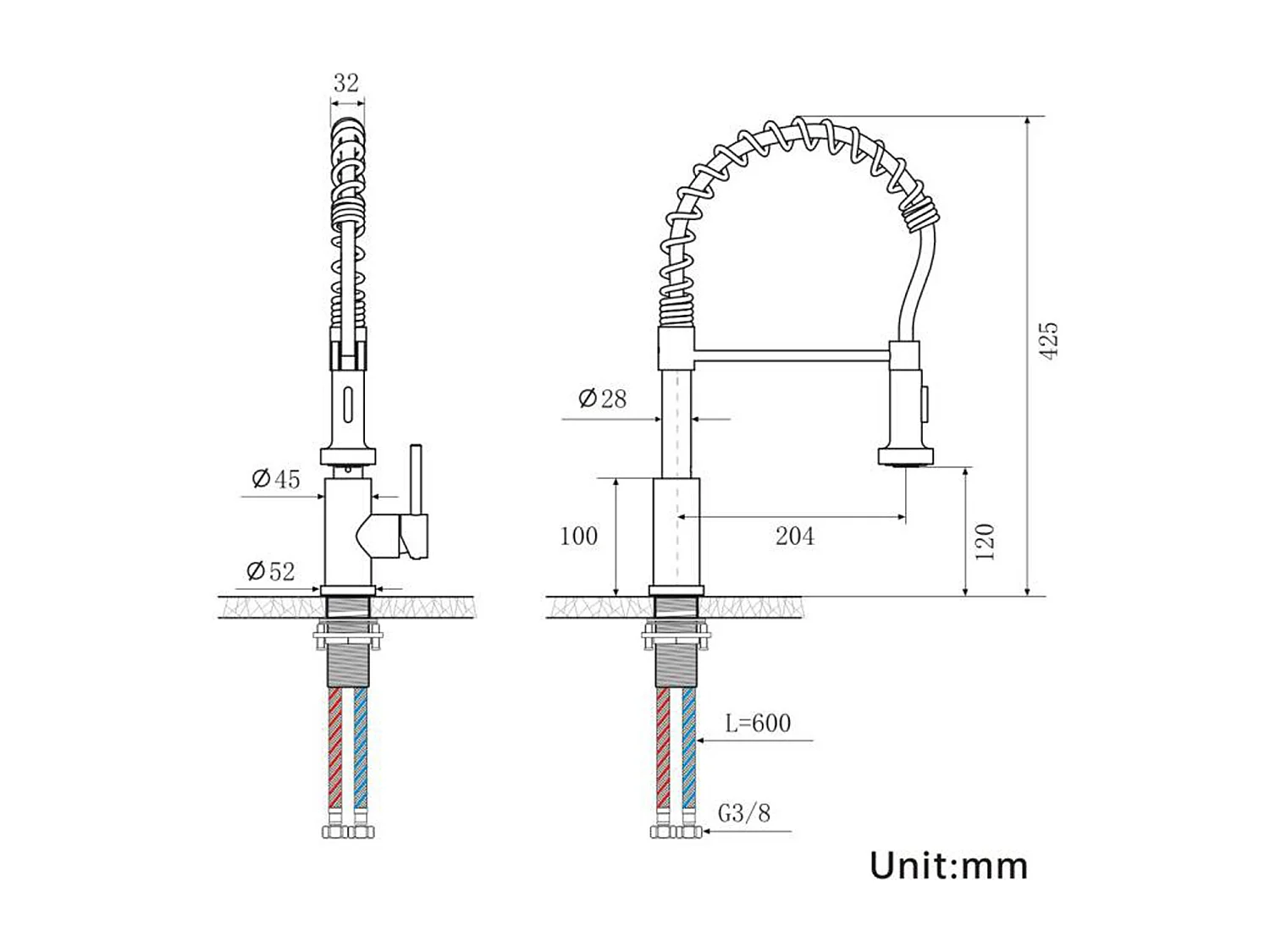 Évier Cuisine 1 Bac 60*44*20CM,inox 304,à Encastrer/sous-plan avec Panier Drainage,Noir+Robinet Cuisine Ressort avec Douchette Extensible,2 Modes