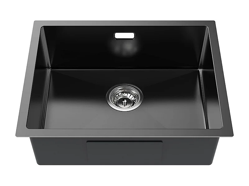 AURALUM MAX Fregadero Cocina-Fregadero Cocina 1 Bandeja Inox,55*44*19CM- Fregadero Sólido y Fácil de Limpiar para InstalaciónPara Empotrar,Negro