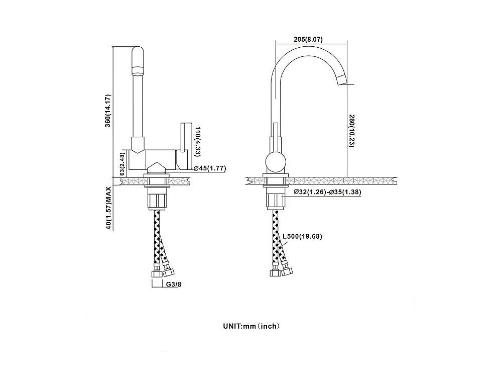 Auralum Max Einzelbecken Küchenspüle 60*44*20CM, Edelstahl, Einbauspüle mit Ablaufkorb, Schwarz + Küchenmischbatterie, 304 Edelstahl, 360° schwenkbar, Schwarz