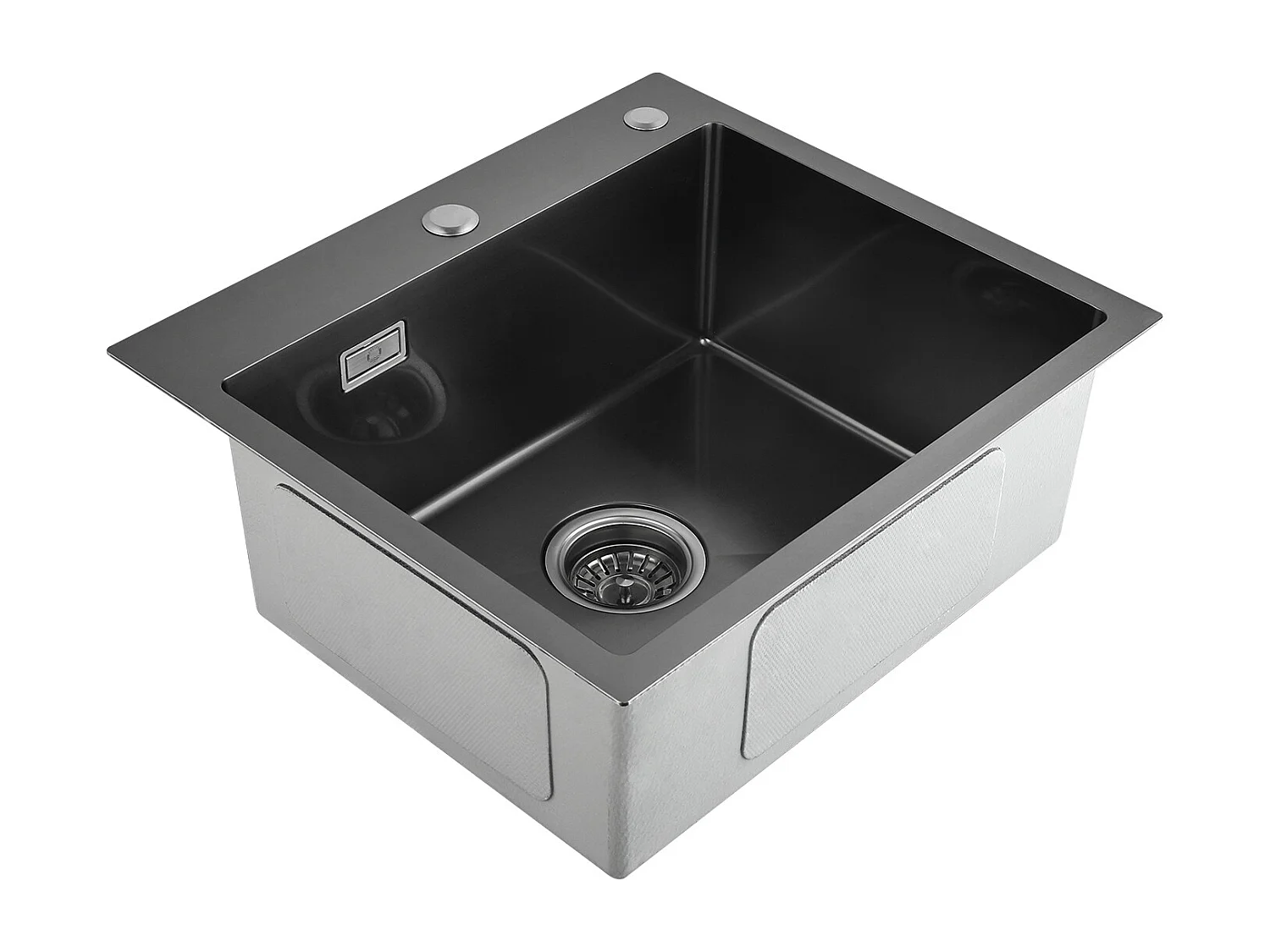 Cecipa max keukenspoelbak 1 kom 50×45×18,5 cm roestvrijstalen spoelbak 1 kom met sifon en overloop keukengootsteen, EU-model