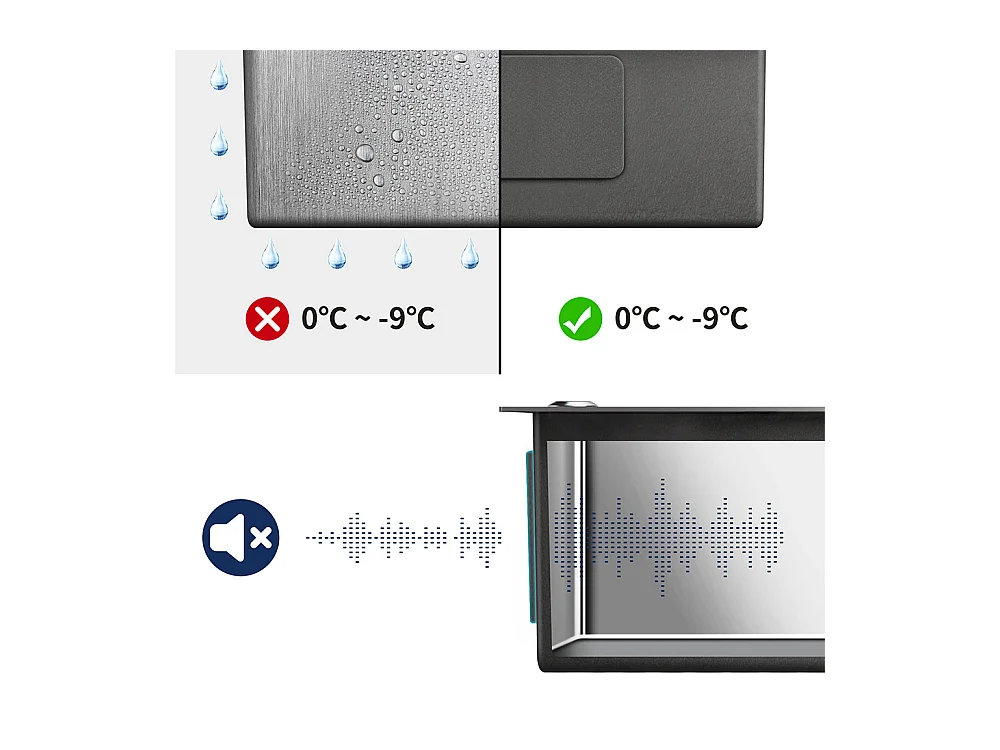 2in1 Geborstelde Aanrecht 68x45x19CM met Zeepverdeler Afdruiprek Mand+Mengkraan CuiSinus met 360° Draaibare Uittrekbare Handdouche, Geborsteld