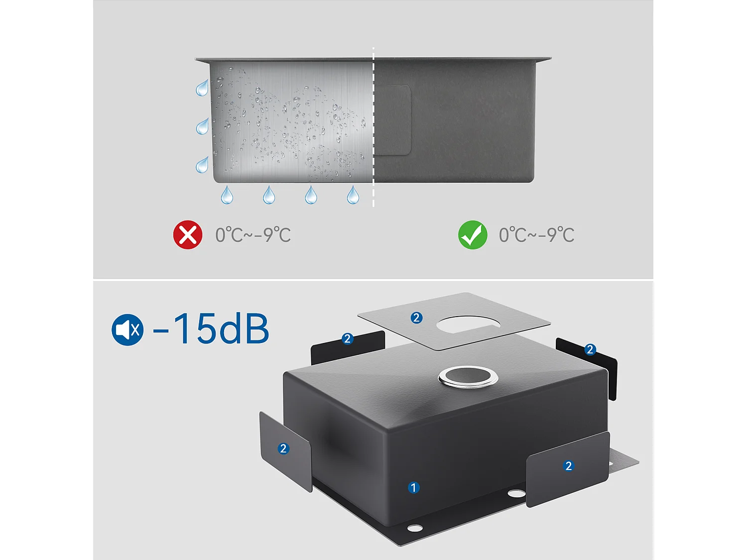 Évier Cuisine à Encastrer,1 Bac,60*49*20CM,inox 304,Noir+Mitigeur Cuisine Noir Flexible,Robinet Cuisine Rabattable,Robinet Cuisine avec 2 Types Jets