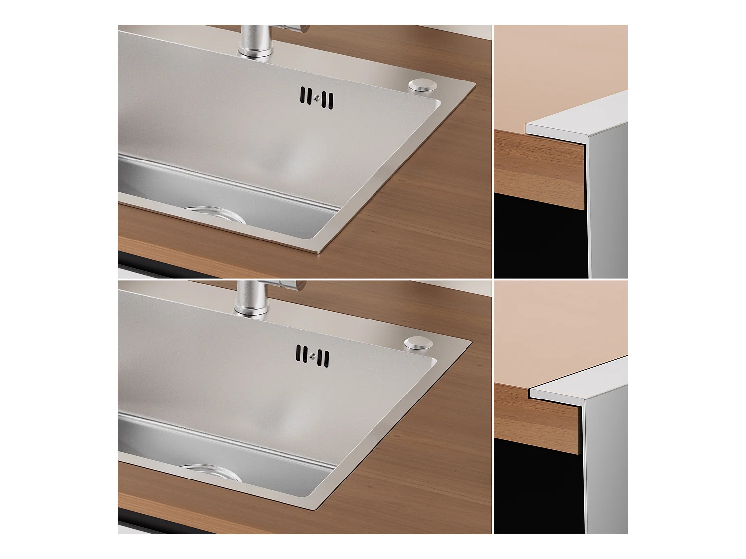 Auralum max Unterbauspüle, Einzelbecken, 60 x 49 x 20 cm, Spüle aus Edelstahl 304, Küchenarmatur in Silber + Chrom, 360° schwenkbar, Kalt-/Warmwasser