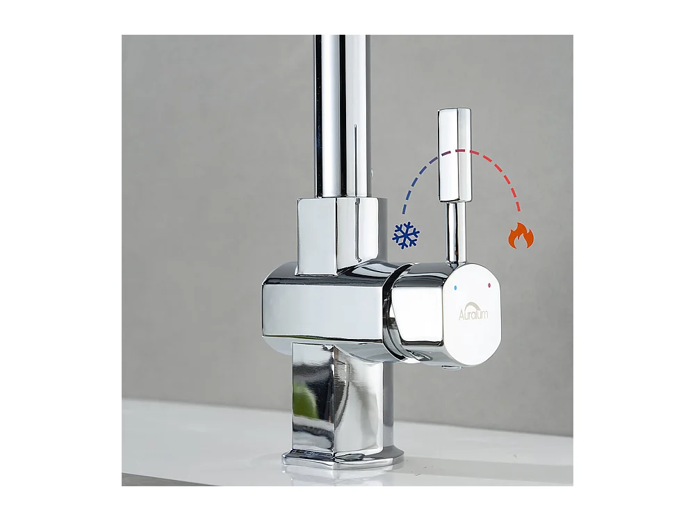 Évier Cuisine 1 Bac Brossé,58*45*18CM,Égouttoir Énroulable, Distributeur Savon+ Robinet de Cuisine Chromé Pivotant à 360° Eau Froide /Chaude