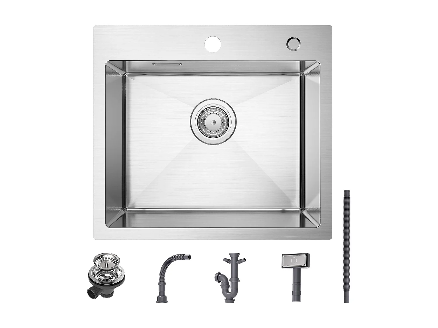 Cecipa max Évier Cuisine 1 Bac 50×45×18.5CM Évier de Cuisine Carré Inoxydable Brossé,EU Modèle