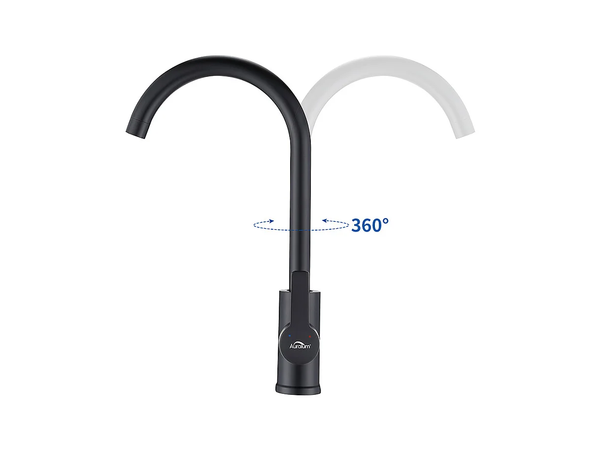 Évier Cuisine1Bac 58*45*18CM,avec Egouttoir évier Enroulable/Distributeur Savon+Mitigeur Cuisine Pivotant 360°,Barboteur Démontable,Noir
