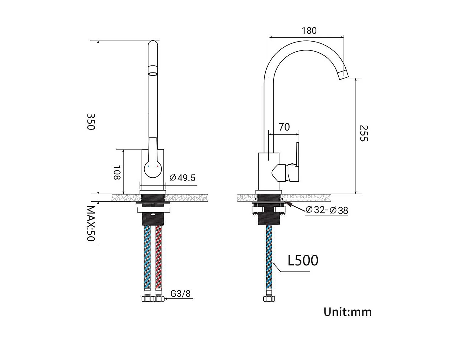 Auralum Max  Évier Cuisine 1 Bac 60*44*20CM,inox 304,à Encastrer/sous-plan avec Panier Drainage,Noir+Mitigeur Cuisine Pivotant à 360°,Noir