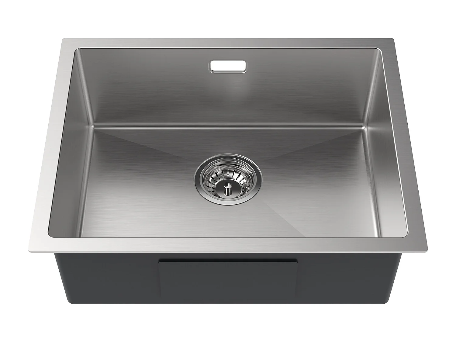 2 en1 Évier de Cuisine 1 Bac 55*44*19CM, à Encastrer/Fleur/ Sous-Plan, Brossé+Robinet de Cuisine Pivotant à 360° Eau Froide /Chaude,Chromé