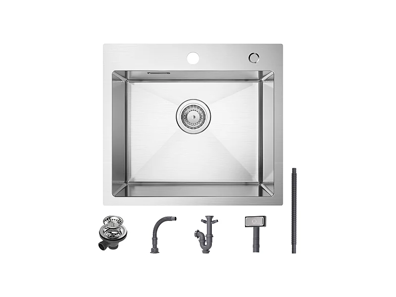 Fregadero de cocina Cecipa max de 1 seno, 50 × 45 cm, fregadero de acero inoxidable 304, montaje superior/fregadero de cocina cepillado de montaje plano, modelo UE