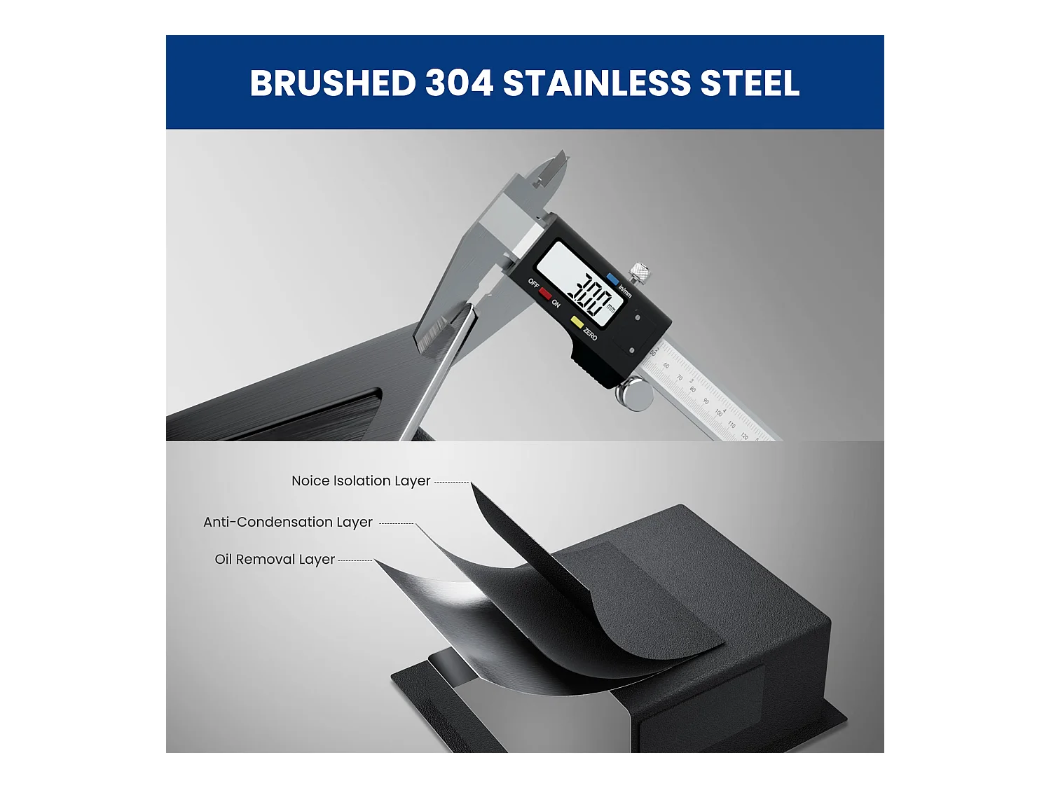 Fregadero de cocina Cecipa max de 1 seno, 50 × 45 cm, fregadero de acero inoxidable 304, montaje superior/fregadero de cocina cepillado de montaje plano, modelo UE