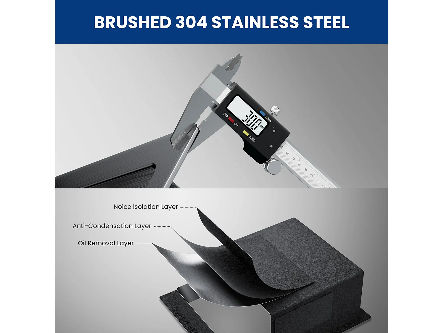 Cecipa max Évier Cuisine 1 Bac 50 × 45 cm Évier Inox 304 Montage sur le Dessus/Montage à Plat Évier de Cuisine Brossé,EU Modèle