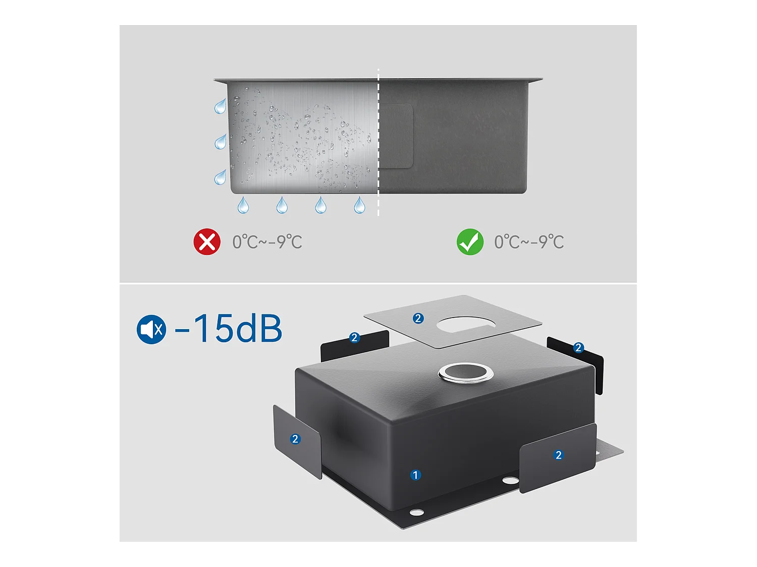 Auralum max Inbouw Keukenspoelbak,1 Bak,60*49*20CM,Staal304 roestvrij staal, zwart + gootsteenmengkraan met flexibele uitlek, opklapbare keukenkraan