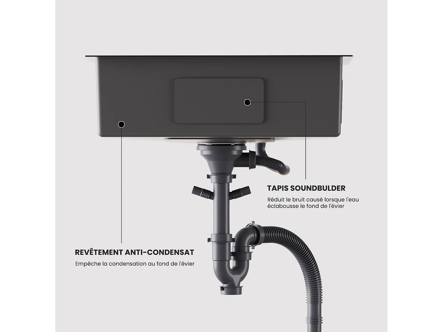 Cecipa max keukenspoelbak 1 kom 60×45×18CM keukenspoelbak 201 roestvrij staal zwart met afvoermand, EU-model