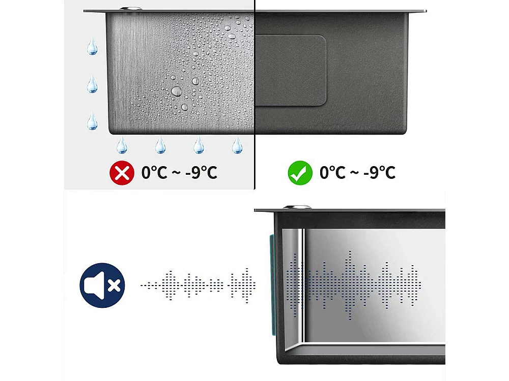 Évier de Cuisine Inox 1 Bac 50*43*18CM avec Distributeur de Savon+Robinet de Cuisine,Orientable à 360°, Eau Chaude/ Froide,en Laiton,Chromé
