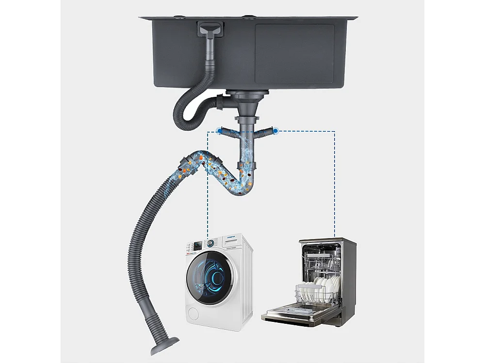 LONHEO MAX 2 en1 Fregadero Cocina Cepillado 68x45x19CM con Distributor Jabón Escurridor Cesta