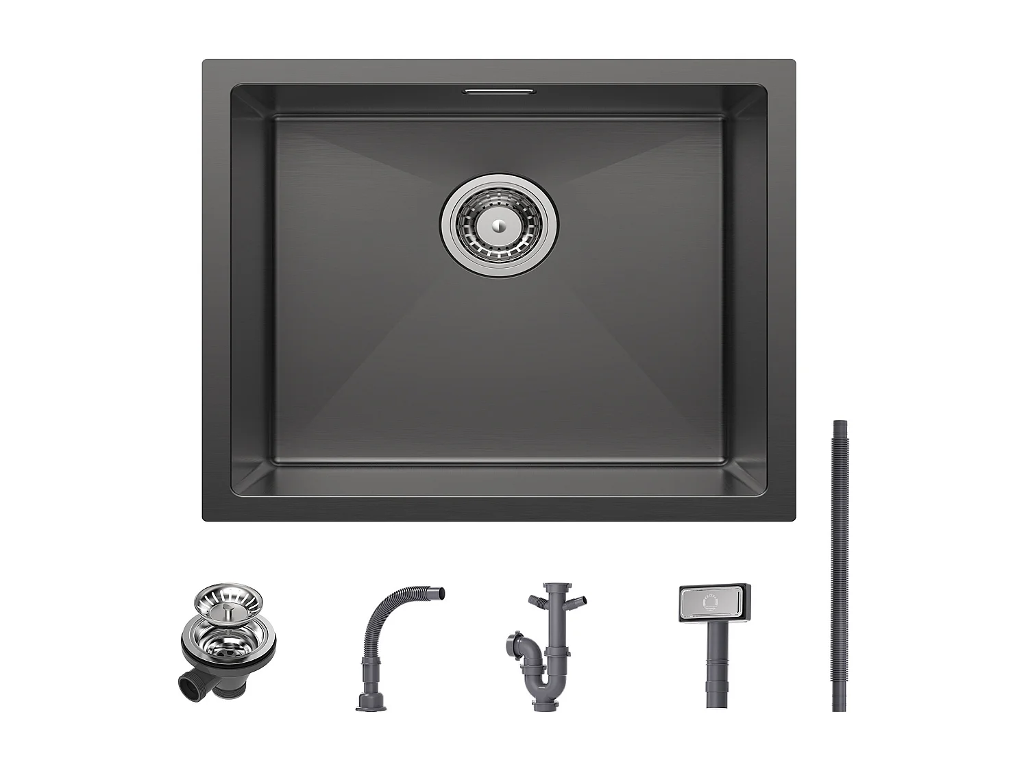 Cecipa max Évier Encastré 50*44CM Évier de Cuisine 1 Bac Évier de Cuisine En Acier Inoxydable  - 201 Nanomètre Noir,EU Modèle