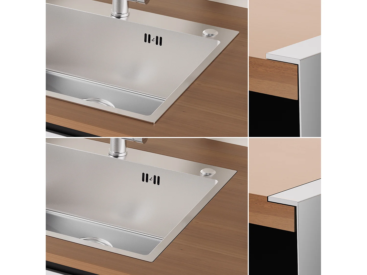 Auralum max Évier Cuisine à Encastrer,1 Bac,60*49*20CM,Évier en inox 304,Silver+Robinet Cuisine Douchette Extractible Deux Jets Pivotant 360°