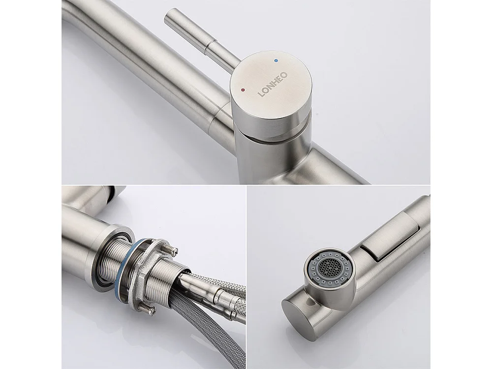 Auralum max Évier Cuisine à Encastrer,1 Bac,60*49*20CM,Évier en inox 304,Silver+Robinet Cuisine Douchette Extractible Deux Jets Pivotant 360°