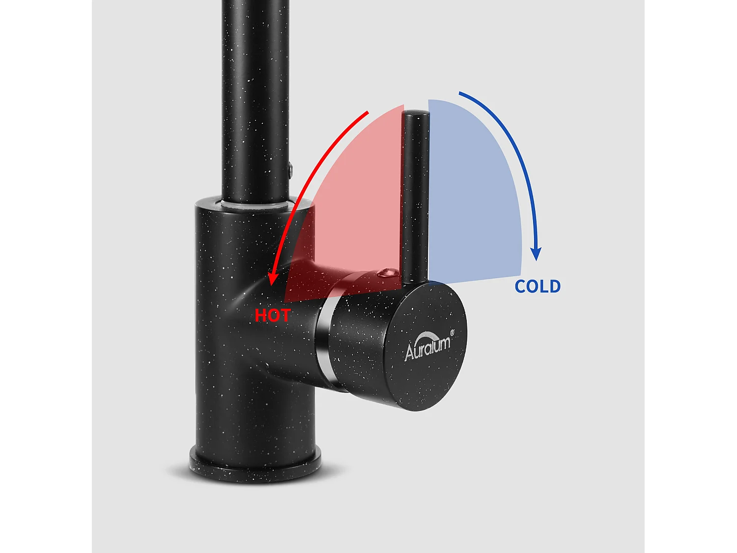 1 Bac Évier Cuisine en Granit,55*45*20cm,Kit de Vidage,Noir+Robinet Cuisine Rotatif 360°Eau Froide Chaude Noir avec points blancs