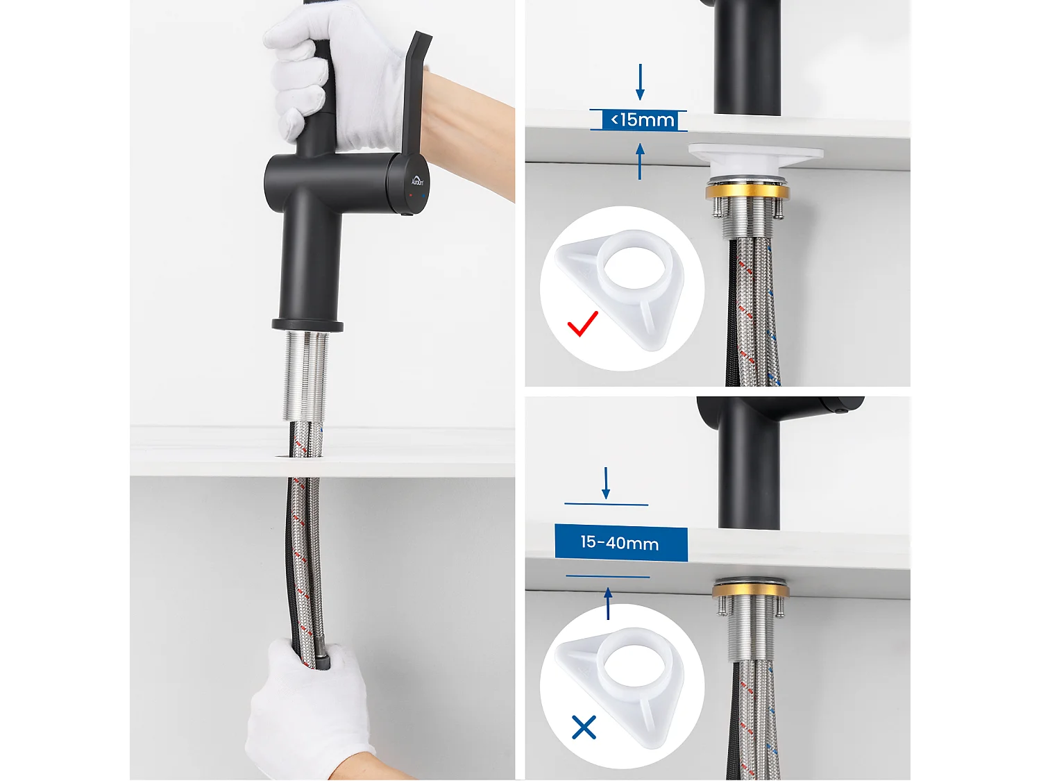 Aanrecht 1 Bak 58*45*18CM, met Afdruiprek Wastafel Oprolbaar/Zeepdispenser + Keukenkraan met Uittrekbare Handdouche 2 Functies, Zwart