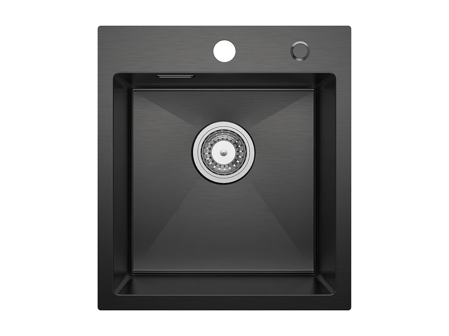 Cecipa max Evier 1 Bac Noir 40*45CM - Évier Inox 1 Cuve avec Siphon et Trop-Plein - Évier de Cuisine Montage à encastrer ou à Fleur de Plan,EU Modèle