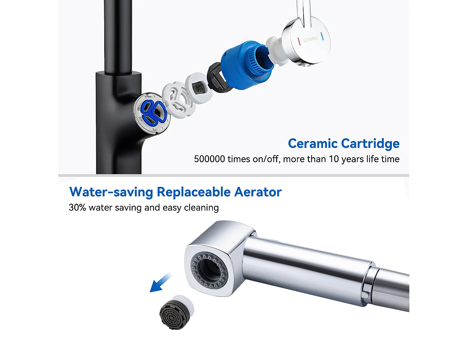 Évier Cuisine 1 Bac 74*44*20CM,en Inox Brossé avec Siphon et Trop-Plein + Robinet de Cuisine Inox Extractible Rotatif à 360 °