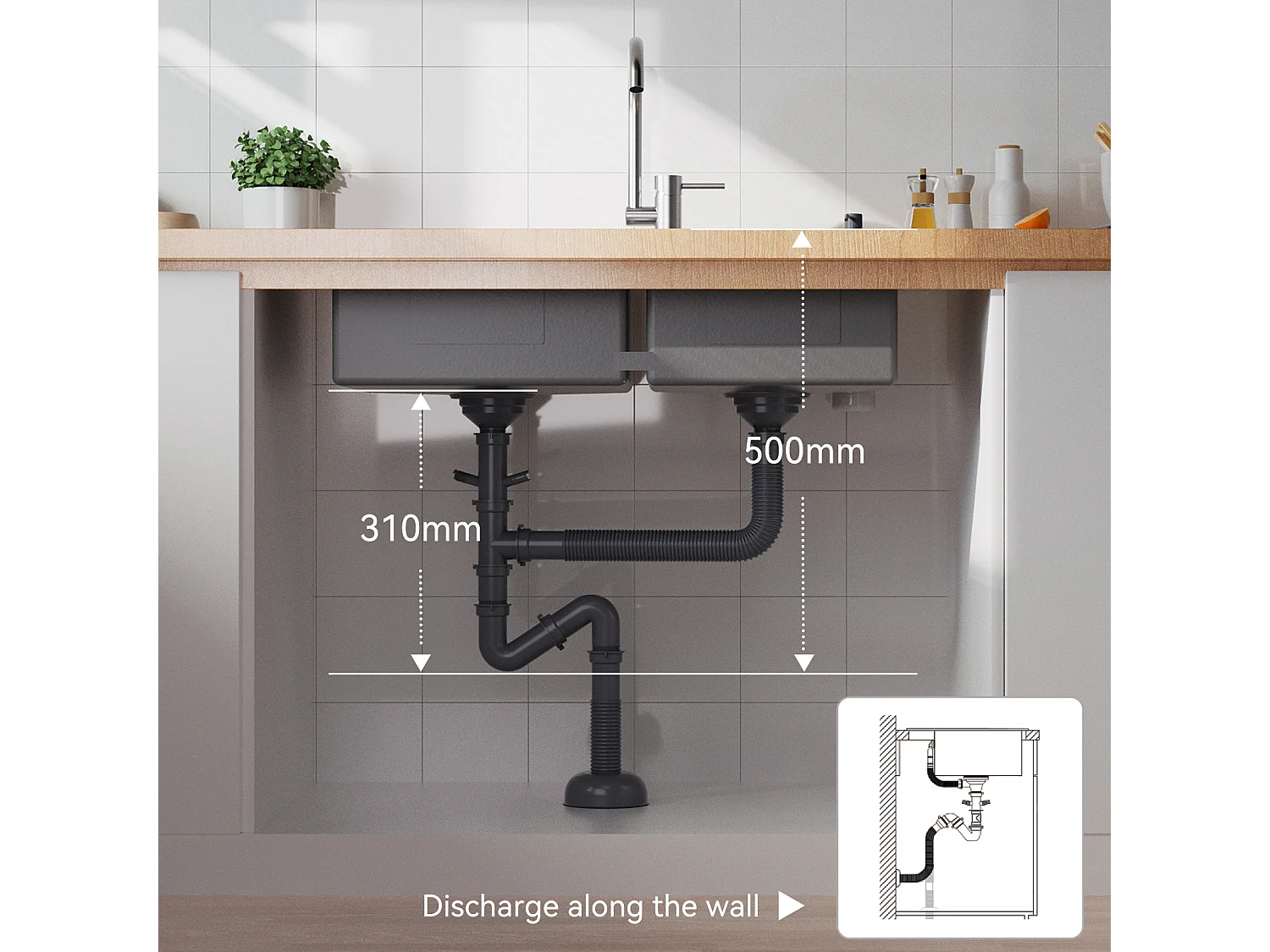 AURALUMMAX Fregadero Cocina 75x45x19cm,Inoxidable Fregadero Doble Contenedor con 2 Agujeros Montaje/con Dispensador Jabón Lavabo Cocina Kit,Cepillado