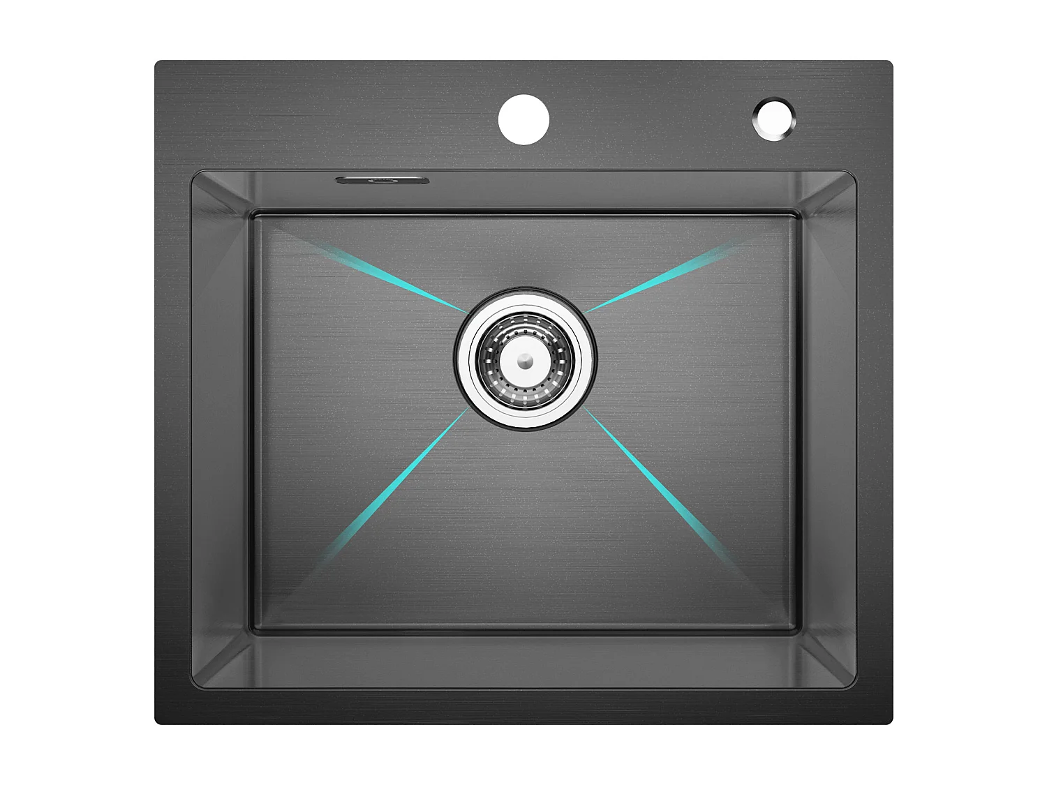 Évier Inox Cecipa max Évier 1 Bac 50×45 cm Évier de Cuisine en Inoxydable Évier 201 Nanomètres Noir (Montage sur le Dessus/Montage à Plat),EU Modèle